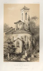 Pittoresk arkitektur eller monumenter fra det 15. århundre. Og XVI. Centuries: Chateaux De France av XV og XVI Centuries: Pl.14, St. Maurice-kirken (Vienne)