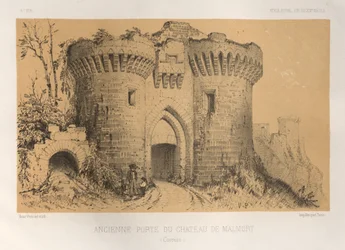 Pittoresk arkitektur eller monumenter fra det 15. århundre. Og XVI. Centuries: Chateaux Of France Of The XV and XVI Centuries: Pl.6, Old Gate Of Chateau De Malmort (Correze)