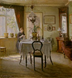 Sollys i spisestuen, 1889
