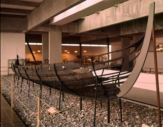 Viking ship (drakkar or Langskip) found in the Roskilde fjord, Denmark, c.1030 (oak, pine, ash & alder)