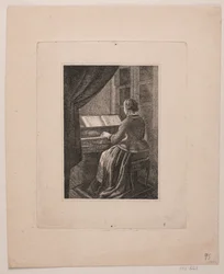 Portrett av malerens kone som spiller piano