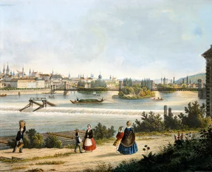 Praha ved Moldava-elven (Vltava), av Vincent Morstadt, Tsjekkia
