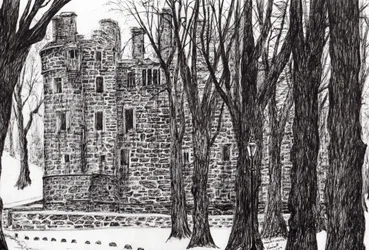 Huntly Castle Scotland, 2007, (blekk på papir)