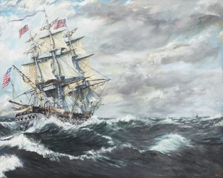 USS Constitution leder for HM Fregate Guerriere 19081812, 2003, (Olje på lerret)