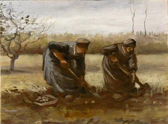 To bondekvinner graver poteter, 1885.