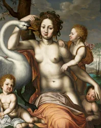 Leda med svane og barn.