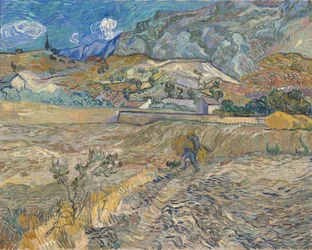 Landskap ved Saint-Rémy (innelukket mark med bonde)