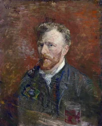 Selvportrett med glass av Gogh, Vincent, van (1853-1890). Olje på lerret, størrelse: 61x50,2