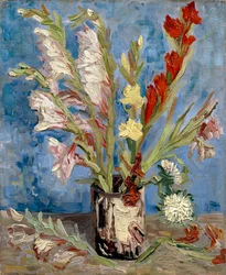 Vase med gladioler og asters i Kina, 1886