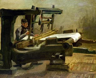 Veverske ved veven, vendt mot høyre, 1884