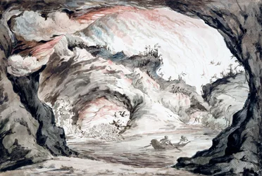 Tragedisk scene, skisse av scenografien (akvarell)