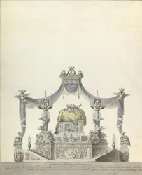 Katafalke til keiserinne Katarina den store av Russland Side Elevation., 1796.