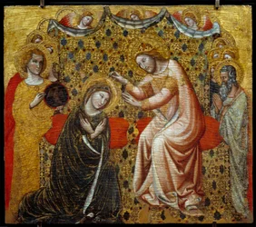 Jomfruens kroning. Maleri på tre av Vitale da Bologna (1289/1309-1359/1369). Paris, Musée du Louvre.
