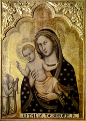 Madonna med barn. 1345–1350. (tempera og gull på panel)