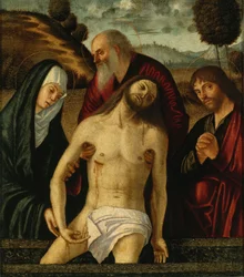 Carpaccio - Klagesangen, med Madonna og de hellige Josef fra Arimatea og Johannes Evangelisten, Perocco 4