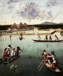 Jakt på lagunen, ca. 1490-5 (olje på panel)