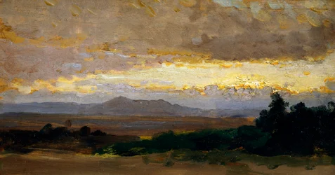 Landskap, av Vittorio Avondo (1836-1910), olje på panel
