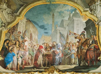 Fasti, Aldrovandi-familien, av Vittorio Maria Bigari (1692-1776), freskomaleri, Aldrovandi Montanari-palasset, Bologna, Italia