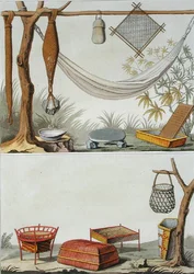Husholdningsverktøy og møbler, Carib Tribe, De nederlandske Antillene, plate 69 fra 