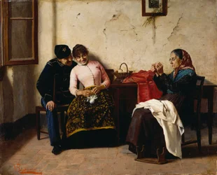 Frieren, av Vittorio Reggianini (1858-1938), olje på lerret, 65x59,5 cm