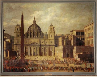 Peterskirken i Roma. Fasade før renoveringen (maleri på lerret)