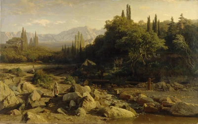Krim. Fjelllandskap med elv, 1868