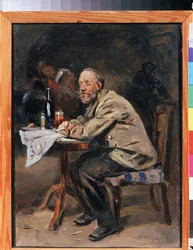 En drikker. Maleri av Vladimir Yegorovich Makovsky (Makovsky, Makovskij) (1846-1920), olje på lerret, russisk kunst fra 1800-tallet. Statens kunstmuseum, Yaroslavl (Russland)