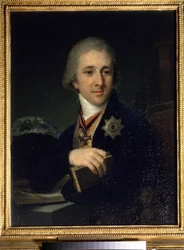 Portrett av Alexandre Labzine (Labzin eller Labsine) (1766-1825), russisk forfatter og frimurer. Maleri av Vladimir Borovikovsky (eller Borovikovski) (1757-1825), etter 1816. Statlige Tretjakov-galleriet, Moskva