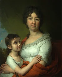 Portrett av A.E. Labzina og hennes fosterdatter S.A. Mudrova, 1803