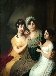 Portrett av grevinne Anna Bezborodko med døtrene Lyubov og Cleopatra, 1803