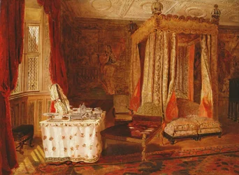 Interiør av et soverom i Knole, Kent