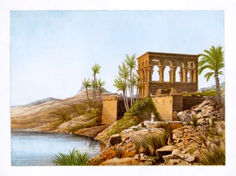 Egyptisk tempel ved Nilen, Egypt, ca 1870.
