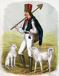 Ungarsk mann med hunder, 1809.