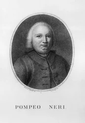 Portrett av Pompeo Neri (1706-1776), italiensk jurist og politiker, etsning av Benedetto Bordiga (1768-1847) etter tegning av Francesco Sabatelli (1803-1829)