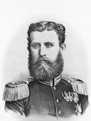 Portrett av prins Leopold av Hohenzollern-Sigmaringen (1835-1905), prøyssisk kandidat til spansk trone, gravering