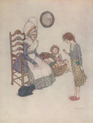 Hun satte seg ned en dag og laget et par små sko av noen røde stykker, c1930