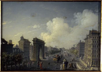 Porte de Saint-Denis og boulevarden, mellom 1801 og 1850 (olje på silke, glass)