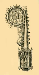 Leder for en pastoral stab, 1300-tallet, 1881.