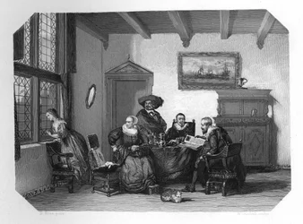 En gammel nederlandsk familiehusholdning, c1870