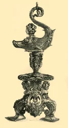 Lampe i form av sfinkslignende havskapning, c1510-1530, 1881.
