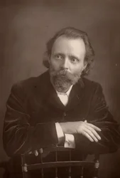 ""(Thomas Henry) Hall Caine (1853-1931) engelsk forfatter. Kompanjong av Dante Gabriel Rossetti på slutten av sistnevntes liv (1881-1882) (woodburytype)