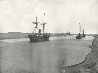 Skip på Suez-kanalen, Kantara, Egypt, 1895.