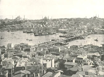 Galata-broen over Det gylne horn, Konstantinopel, Det osmanske riket, 1895.