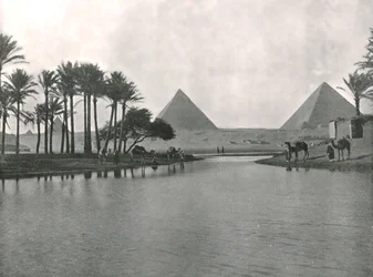 Pyramidene og Nilen, Gizeh, Egypt, 1895.