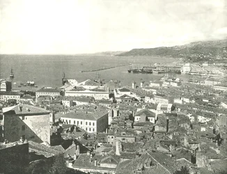 By og havn, Trieste, Italia, 1895.
