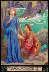 Aurelius og Dorigen (blyant og akvarell)