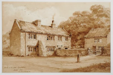 Hus på Hill Top, Meanwood, ca. 1870 (penn og blekk)