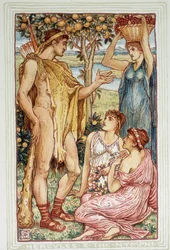 Herkules (Herakles) og nymfene - i "" En vidunderbok for jenter og gutter"" av Walter Crane