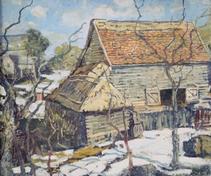 Pennsylvania låve i snøen