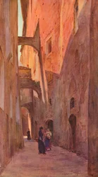 En gate i Siena, c1900 1913